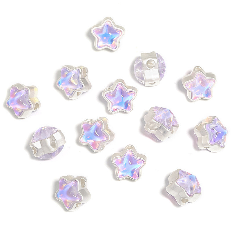 12MM Mixed Color Mermaid Aurora Five-pointed Star Alloy Spacer