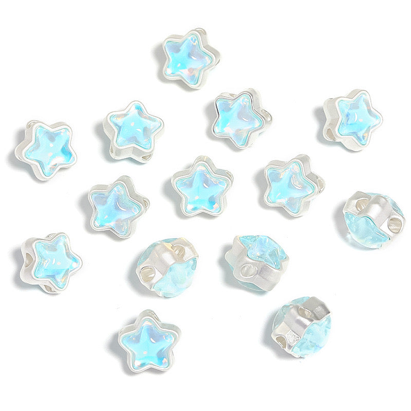 12MM Mixed Color Mermaid Aurora Five-pointed Star Alloy Spacer