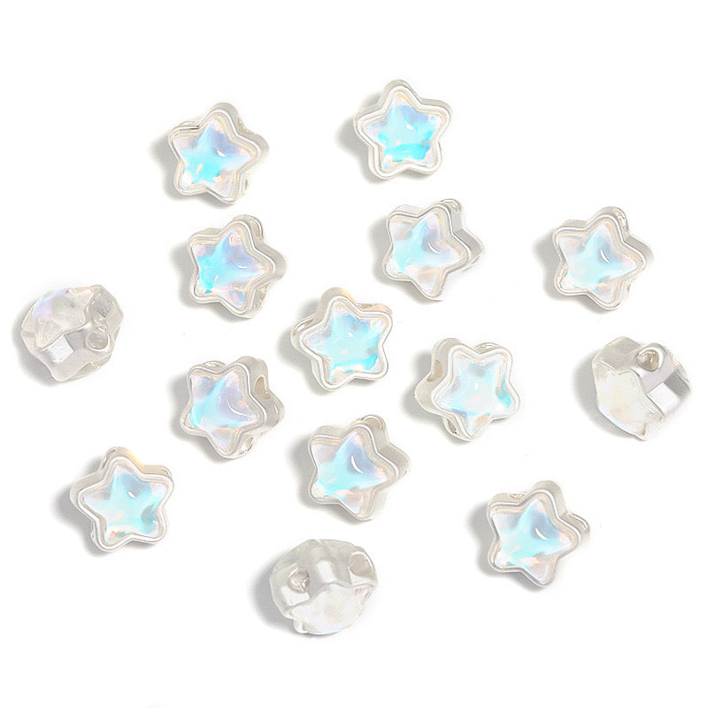 12MM Mixed Color Mermaid Aurora Five-pointed Star Alloy Spacer