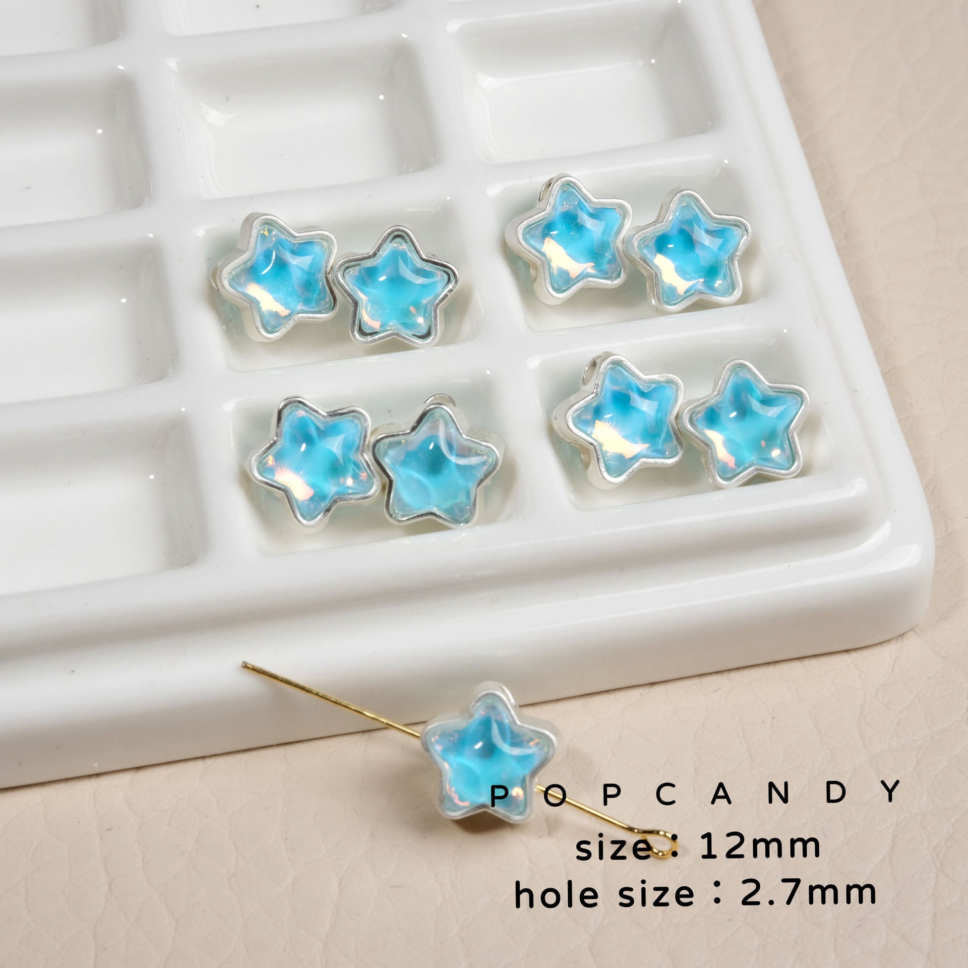 12MM Mixed Color Mermaid Aurora Five-pointed Star Alloy Spacer