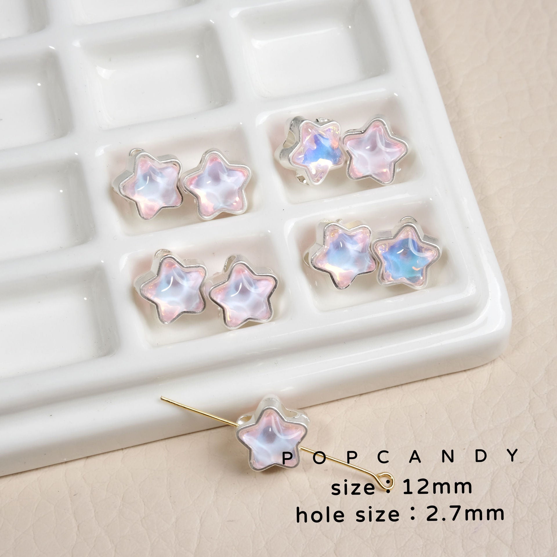 12MM Mixed Color Mermaid Aurora Five-pointed Star Alloy Spacer