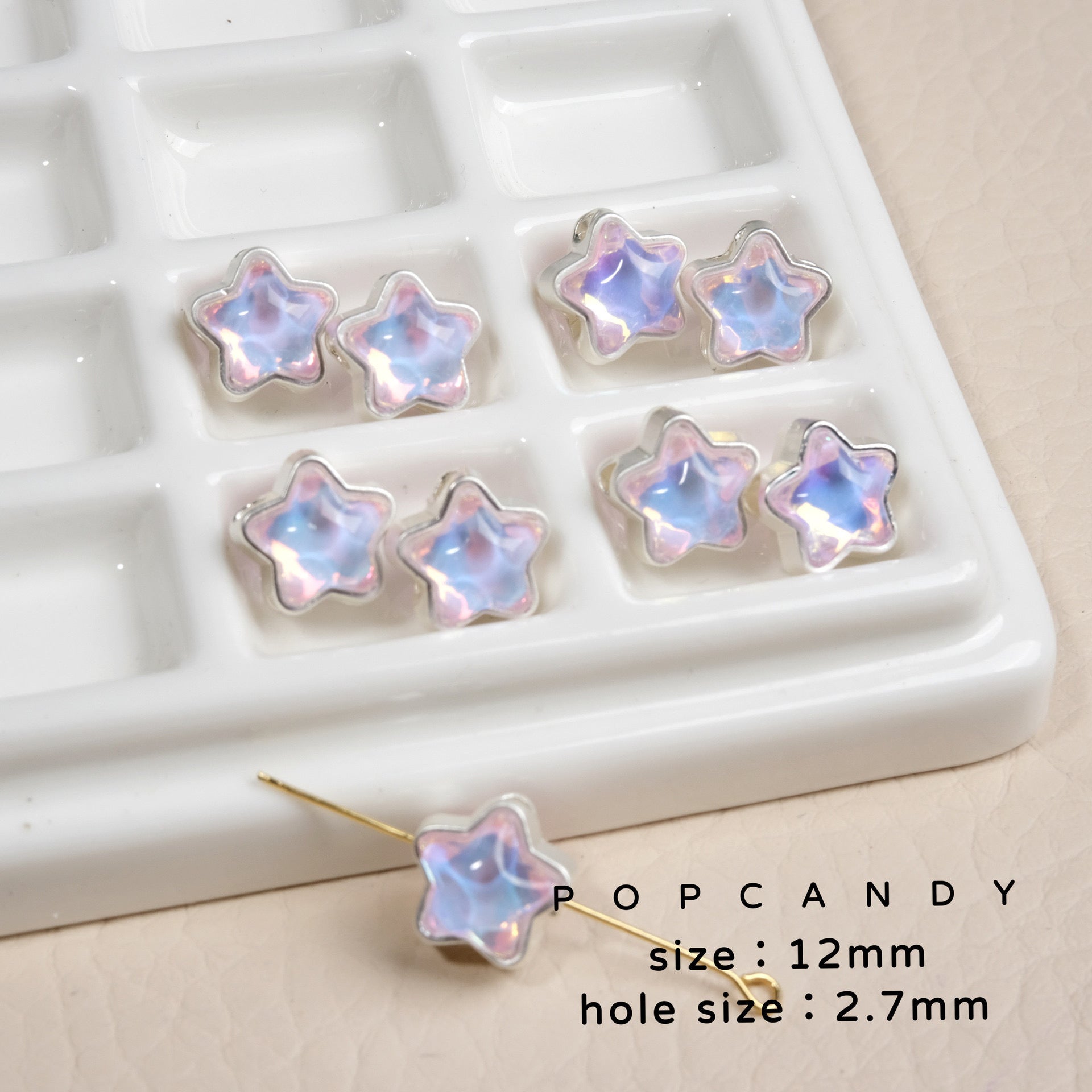 12MM Mixed Color Mermaid Aurora Five-pointed Star Alloy Spacer