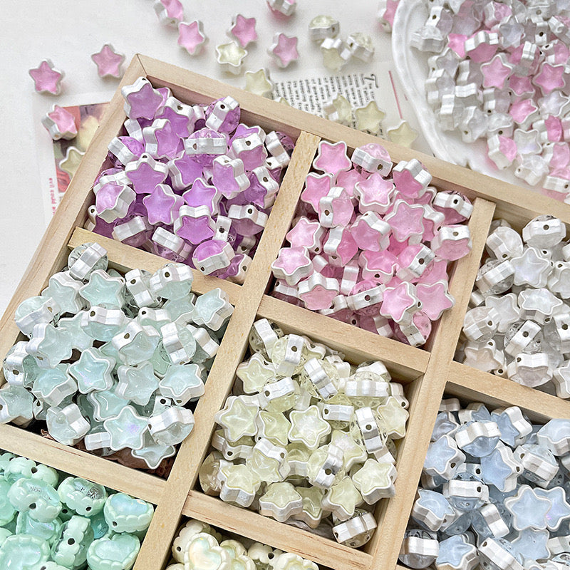 12MM Mixed Color Mermaid Aurora Five-pointed Star Alloy Spacer