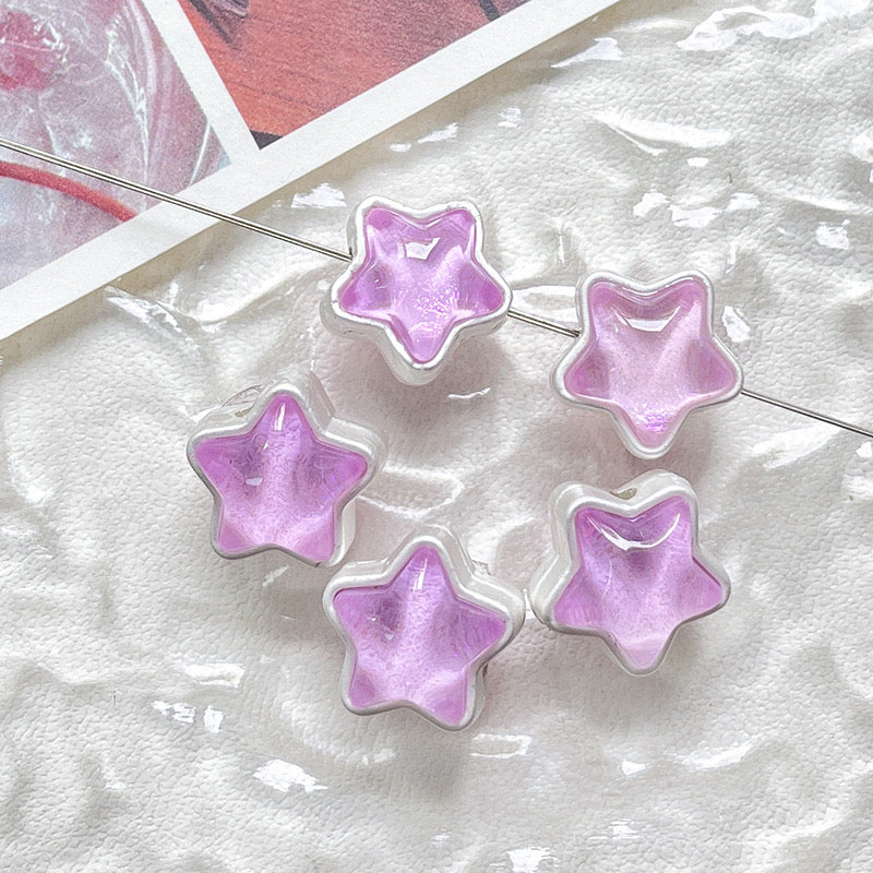 12MM Mixed Color Mermaid Aurora Five-pointed Star Alloy Spacer