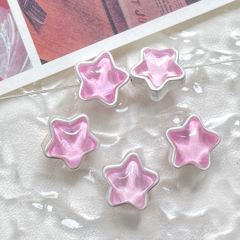 12MM Mixed Color Mermaid Aurora Five-pointed Star Alloy Spacer