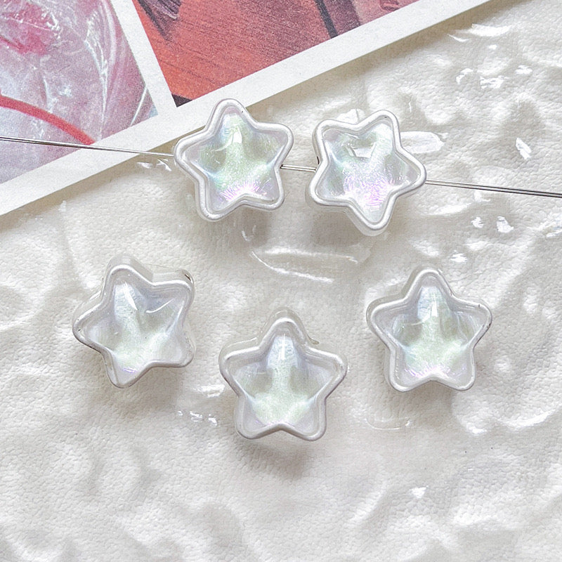 12MM Mixed Color Mermaid Aurora Five-pointed Star Alloy Spacer