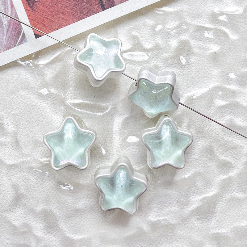 12MM Mixed Color Mermaid Aurora Five-pointed Star Alloy Spacer