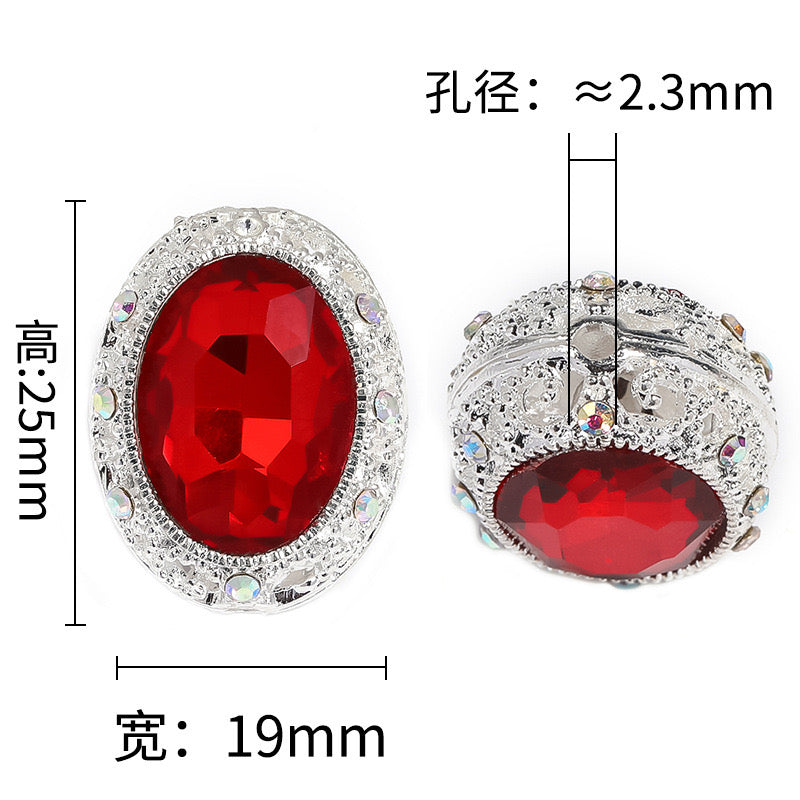 19MM Mixed Color Oval Diamond Alloy Beads Fit For Beadable Pens