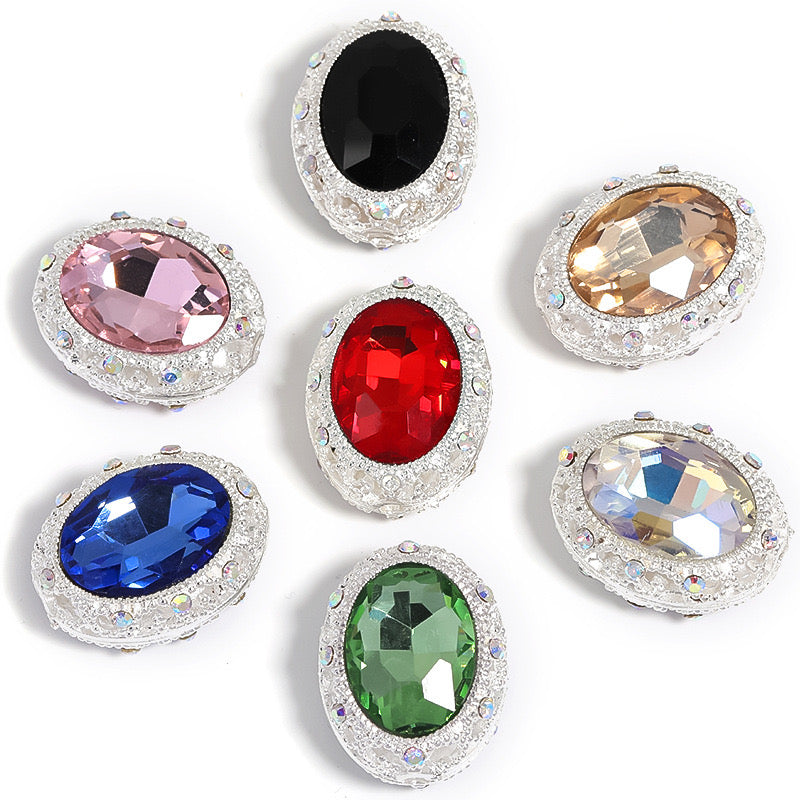 19MM Mixed Color Oval Diamond Alloy Beads Fit For Beadable Pens