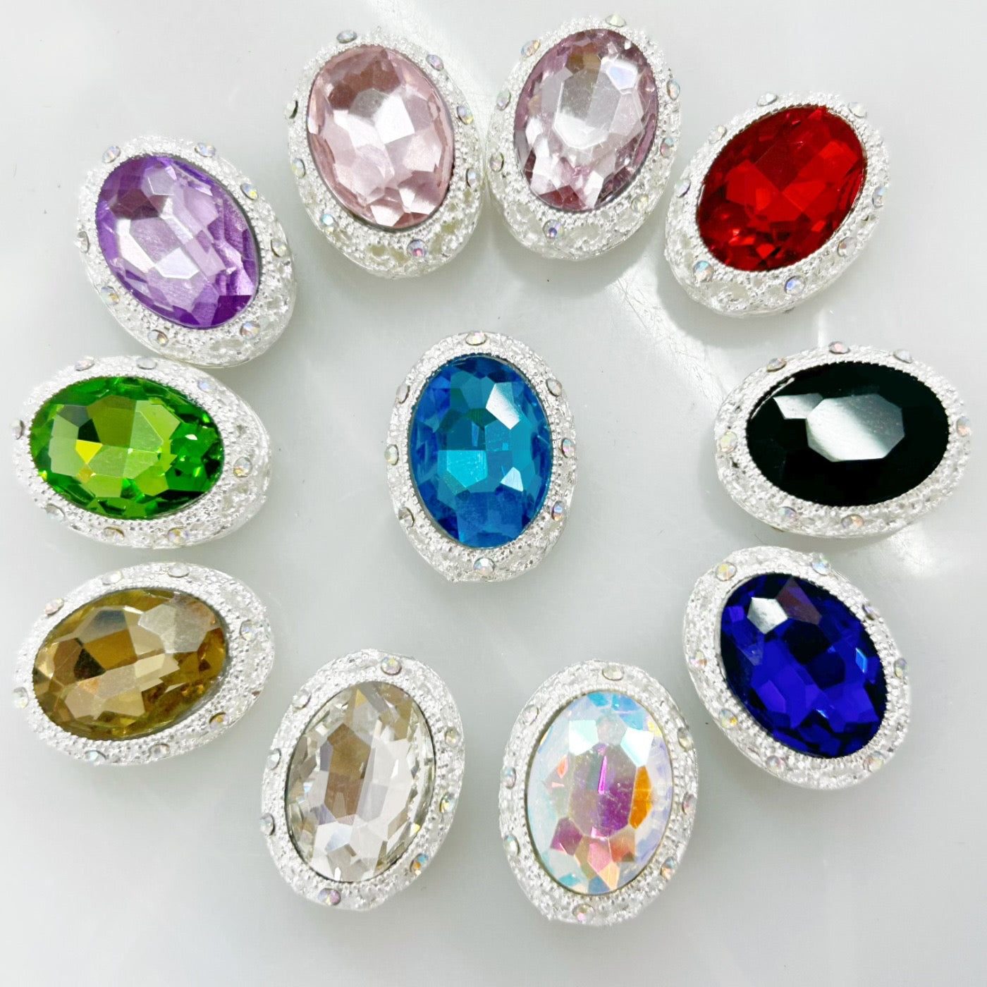 19MM Mixed Color Oval Diamond Alloy Beads Fit For Beadable Pens