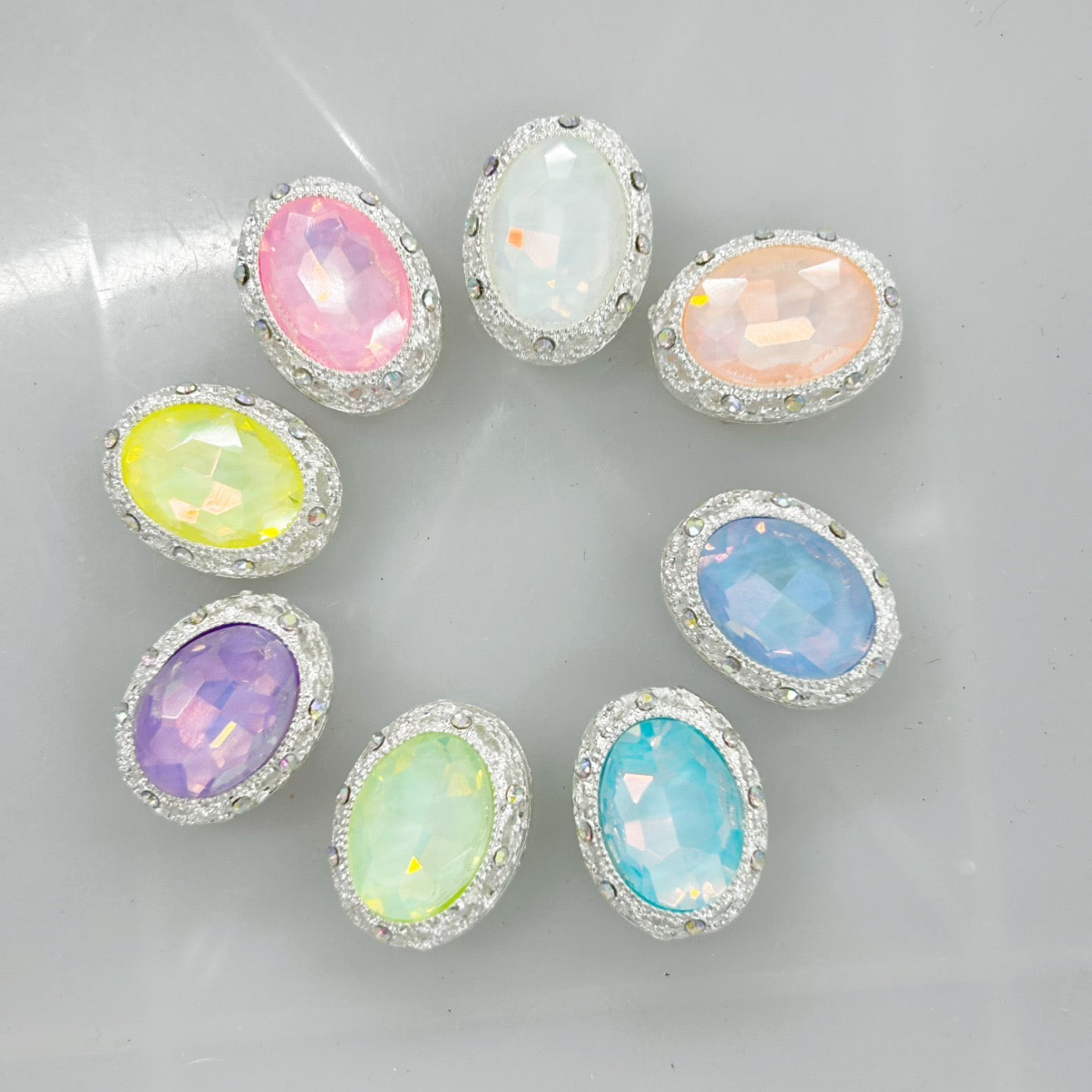 19MM Mixed Color Oval Diamond Alloy Beads Fit For Beadable Pens