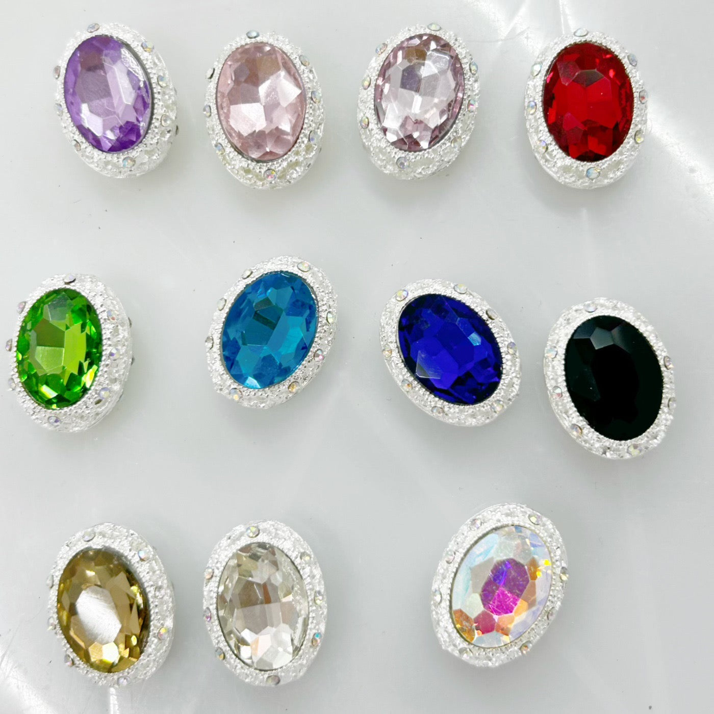 19MM Mixed Color Oval Diamond Alloy Beads Fit For Beadable Pens