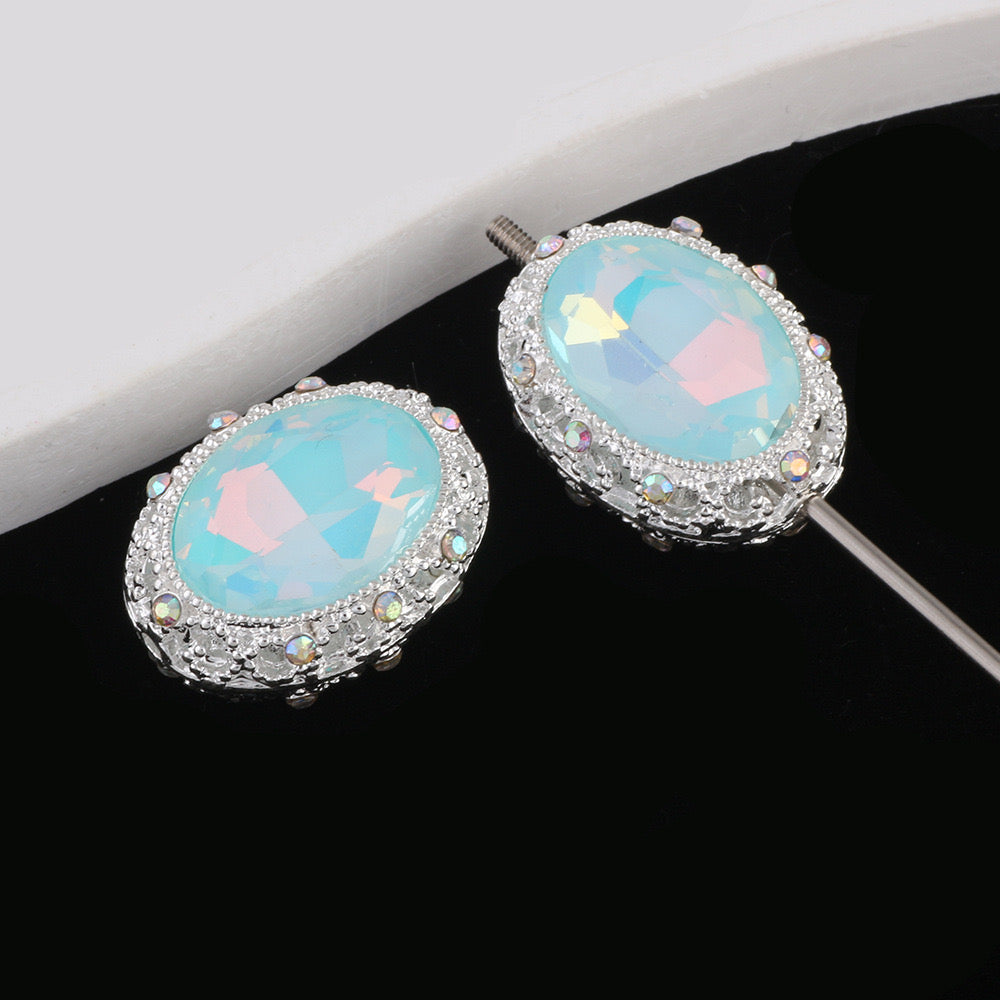 19MM Mixed Color Oval Diamond Alloy Beads Fit For Beadable Pens