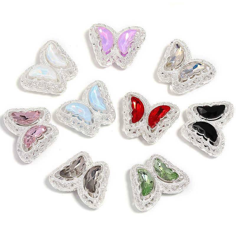 30MM Mixed Color UV Plating Diamond Alloy Butterfly Reads Fit For Beadable Pens