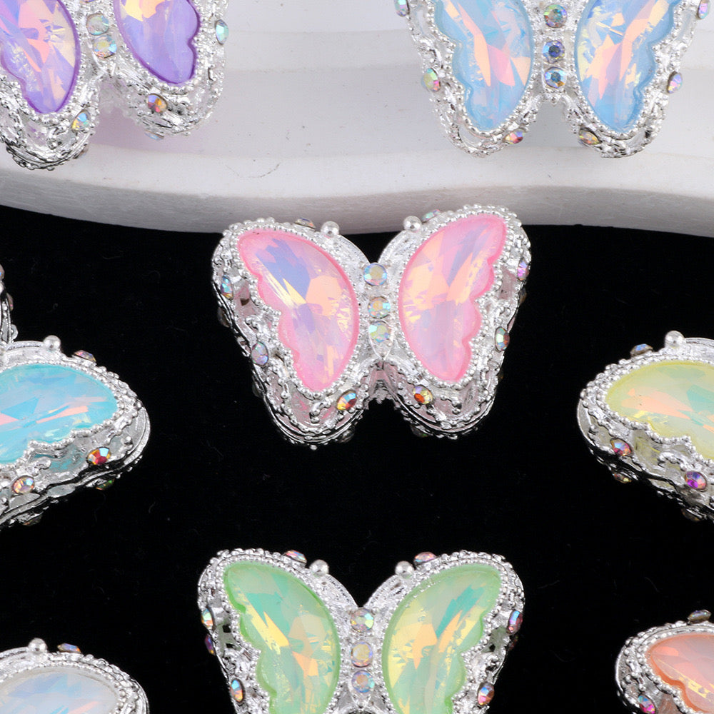 30MM Mixed Color UV Plating Diamond Alloy Butterfly Reads Fit For Beadable Pens