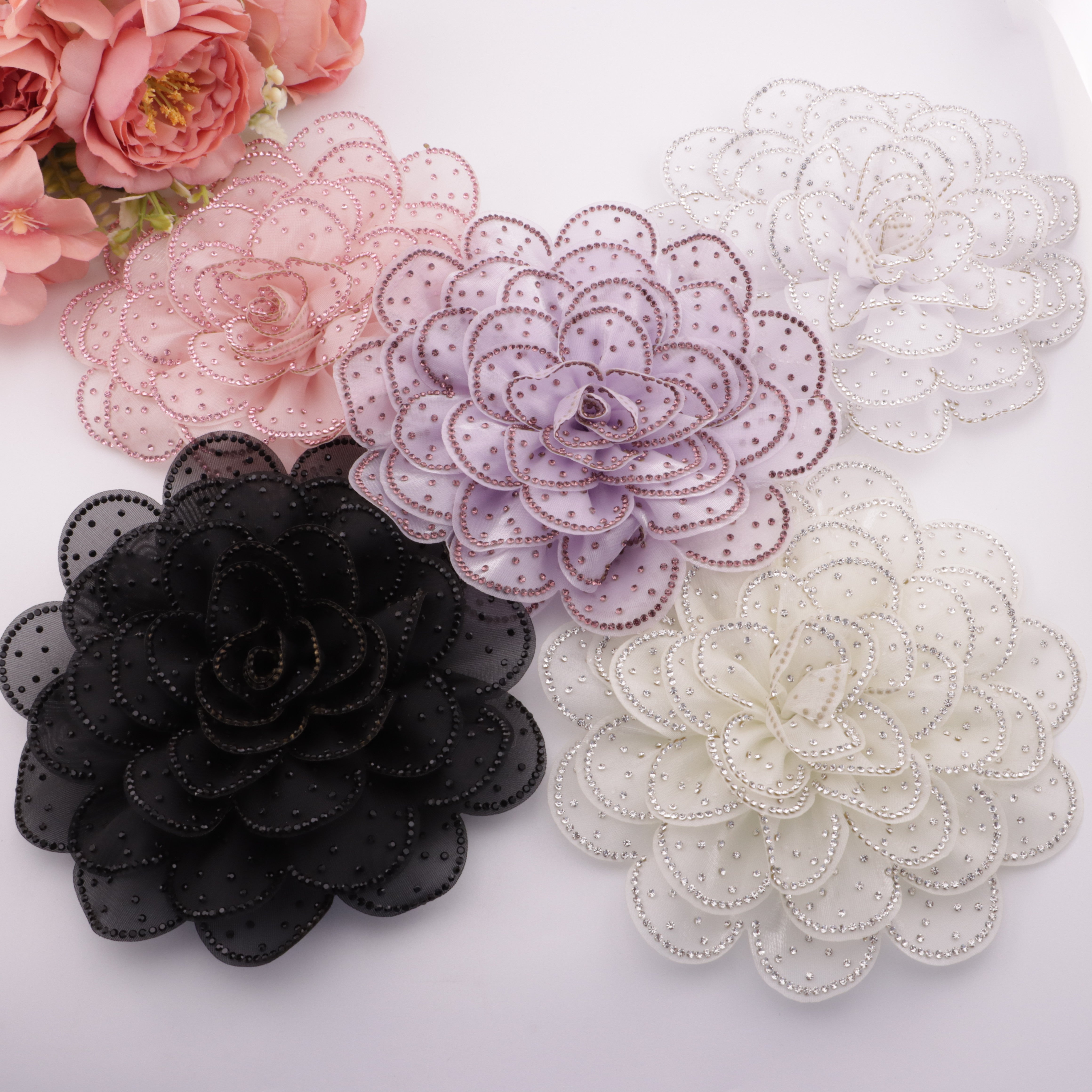 FS4198- 14cm 8 Layer Big Flower Diamonds Charms, Eight-Layer Big Diamond Flower