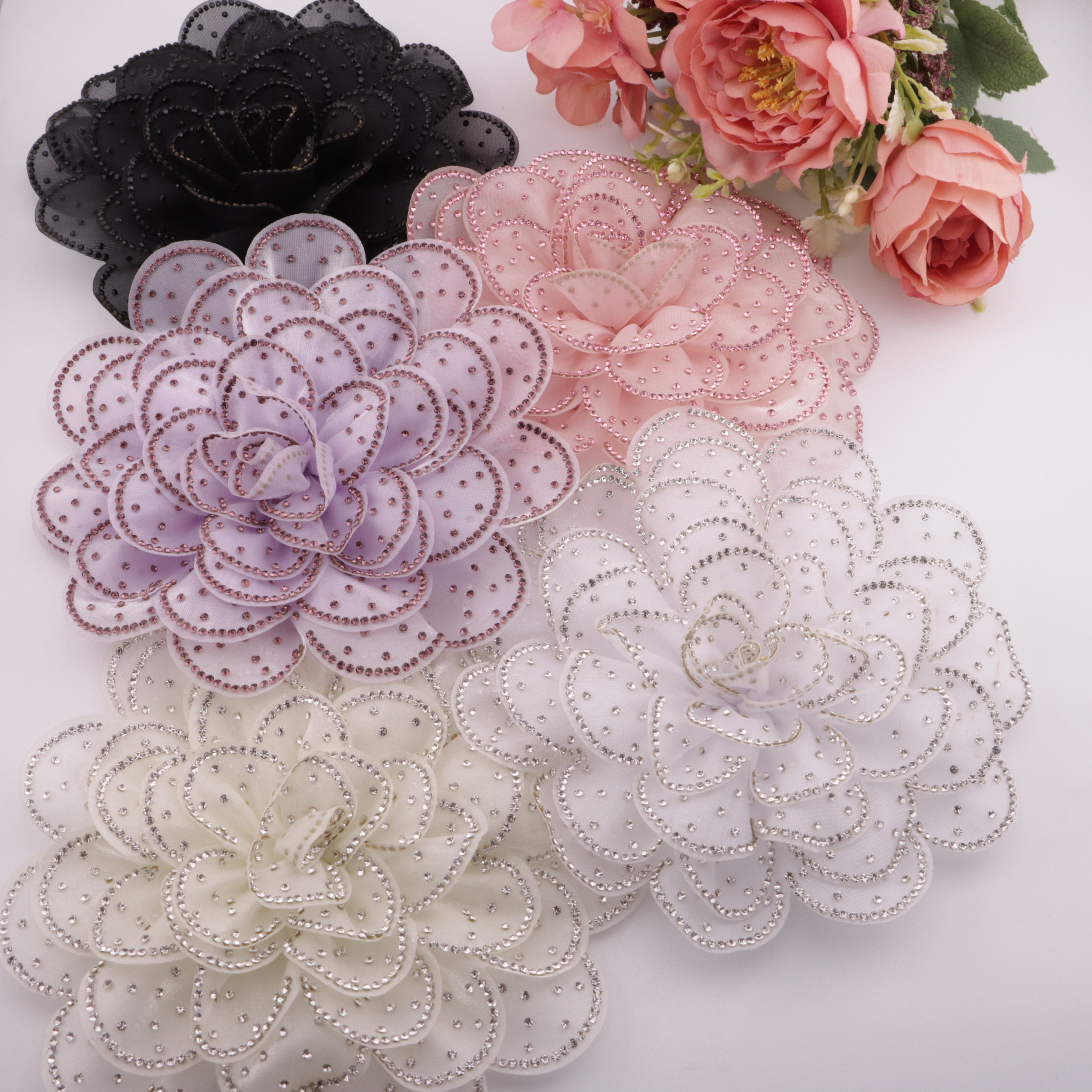 FS4198- 14cm 8 Layer Big Flower Diamonds Charms, Eight-Layer Big Diamond Flower