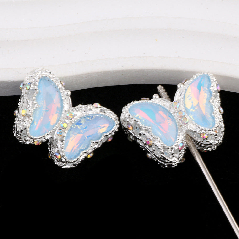 30MM Mixed Color UV Plating Diamond Alloy Butterfly Reads Fit For Beadable Pens