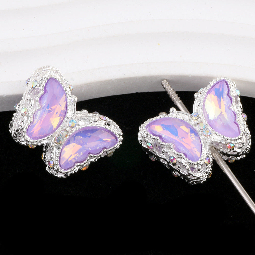 30MM Mixed Color UV Plating Diamond Alloy Butterfly Reads Fit For Beadable Pens