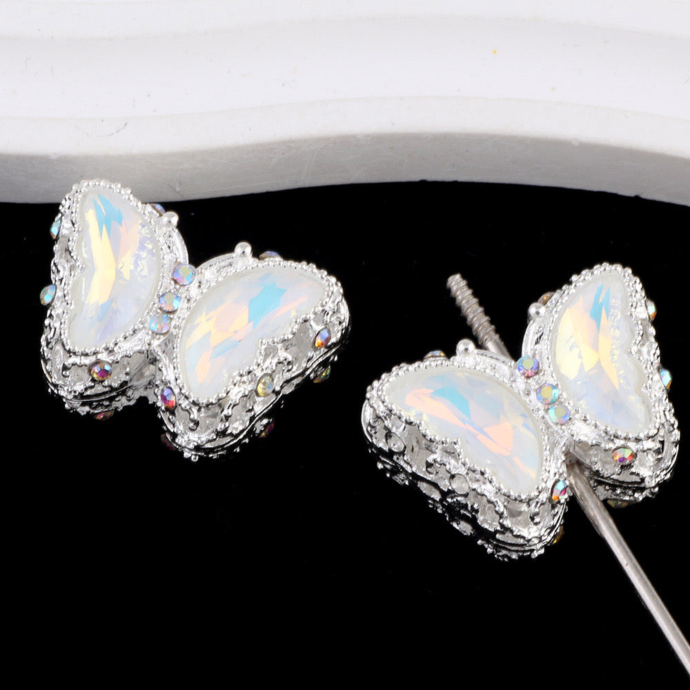 30MM Mixed Color UV Plating Diamond Alloy Butterfly Reads Fit For Beadable Pens