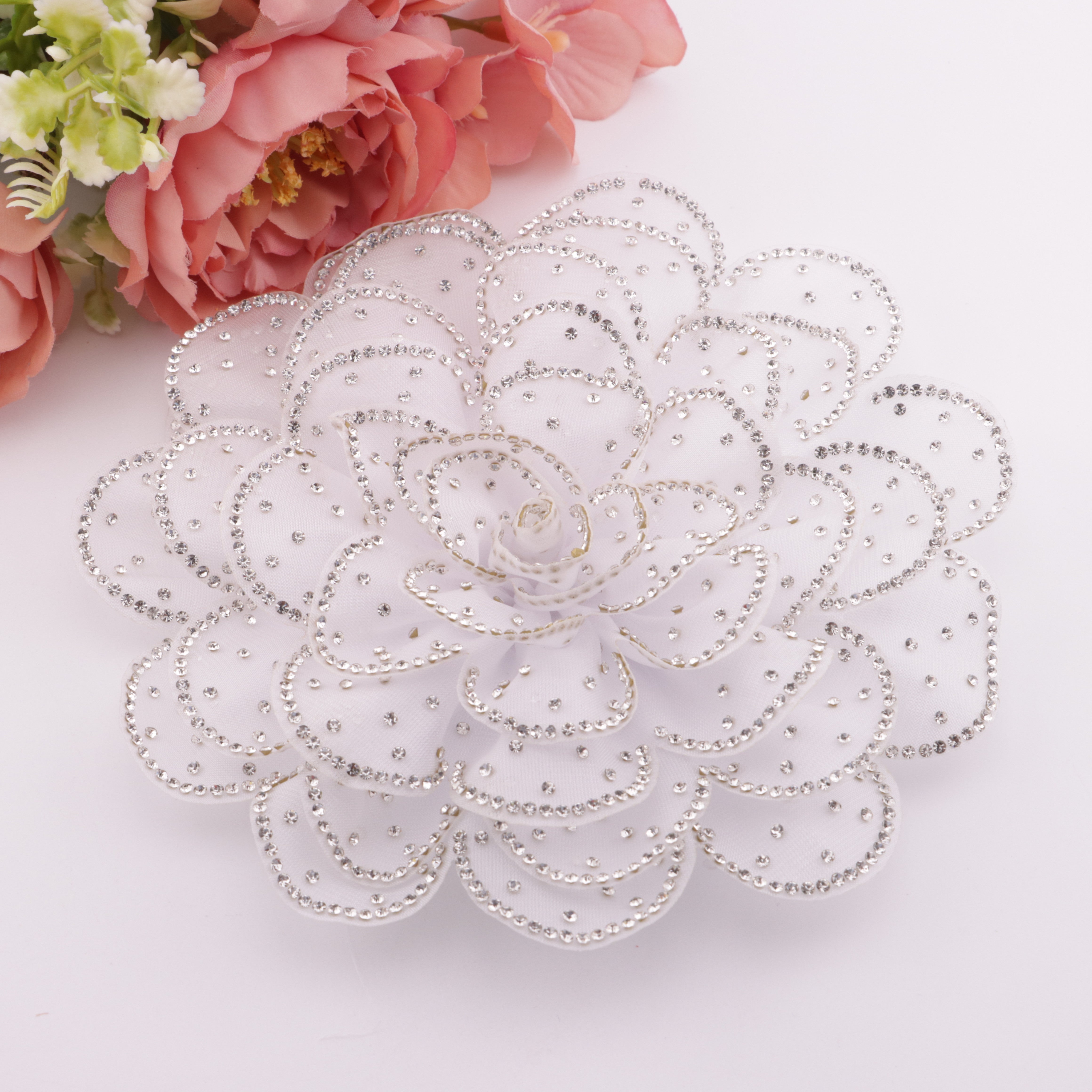 FS4198- 14cm 8 Layer Big Flower Diamonds Charms, Eight-Layer Big Diamond Flower