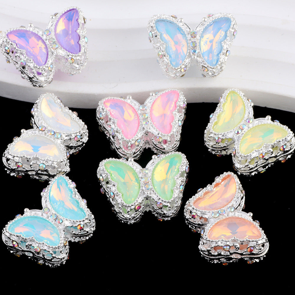 30MM Mixed Color UV Plating Diamond Alloy Butterfly Reads Fit For Beadable Pens