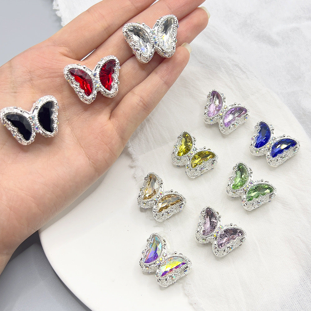 30MM Mixed Color UV Plating Diamond Alloy Butterfly Reads Fit For Beadable Pens