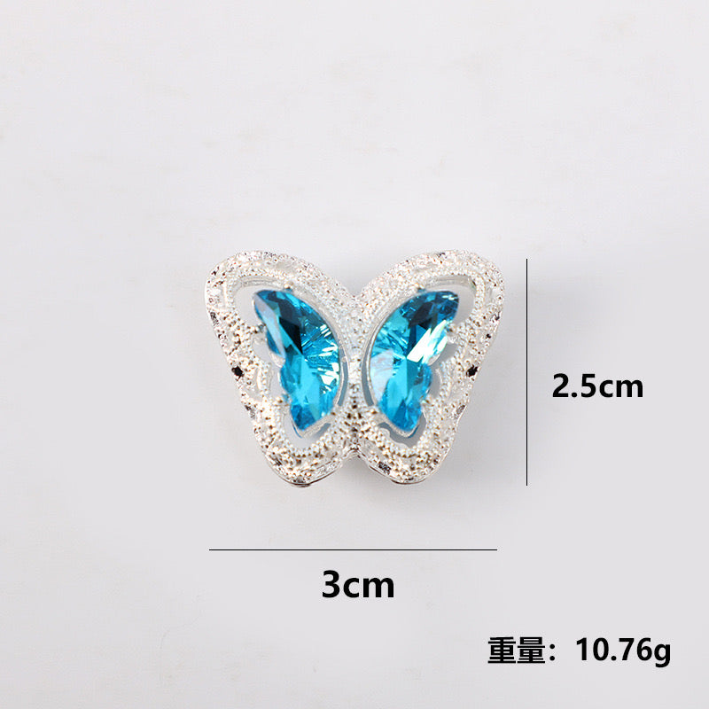 30MM Mixed Color UV Plating Diamond Alloy Butterfly Reads Fit For Beadable Pens