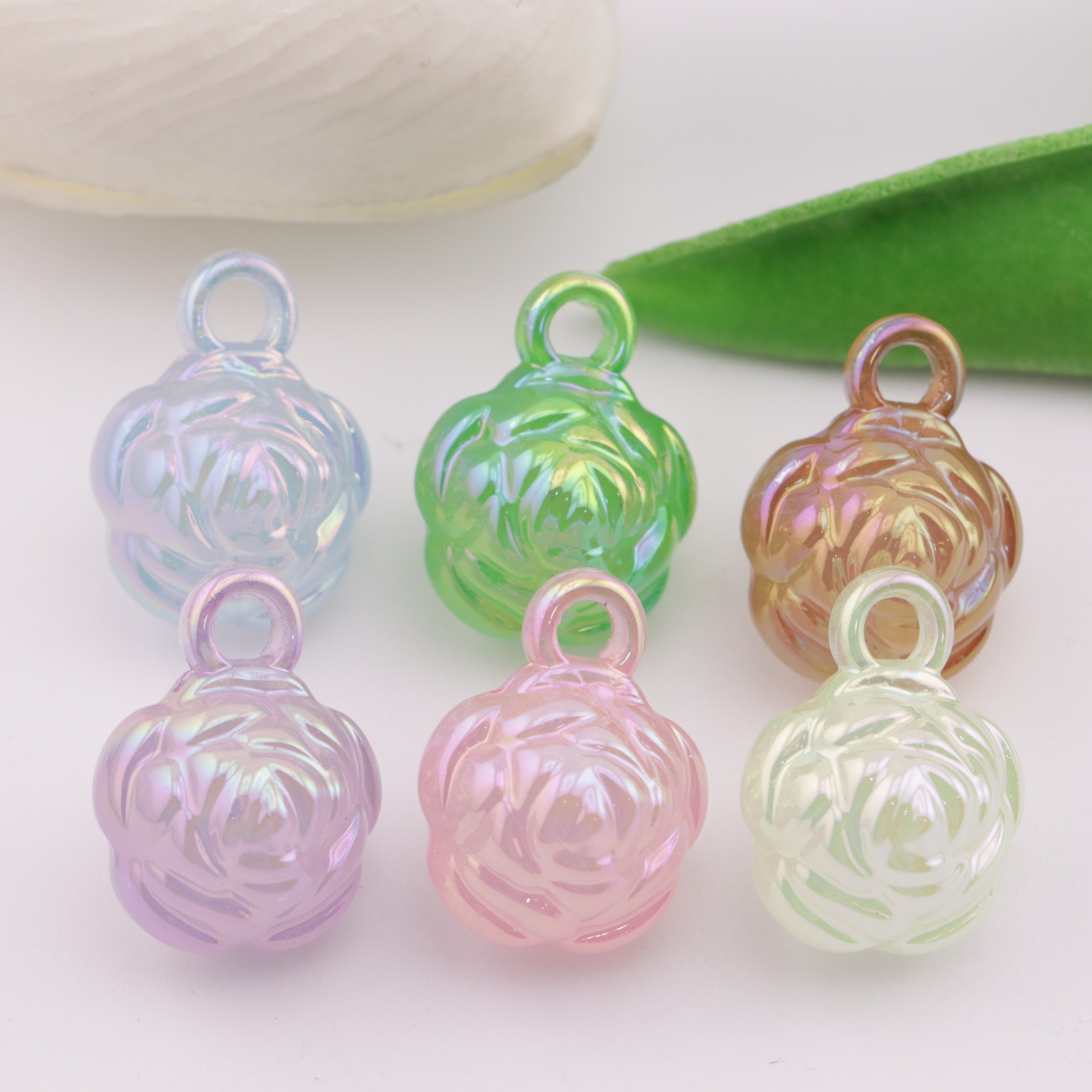 FS3621- UV Rose Beads Charms Double-Sided Rose Car Hanging Beads