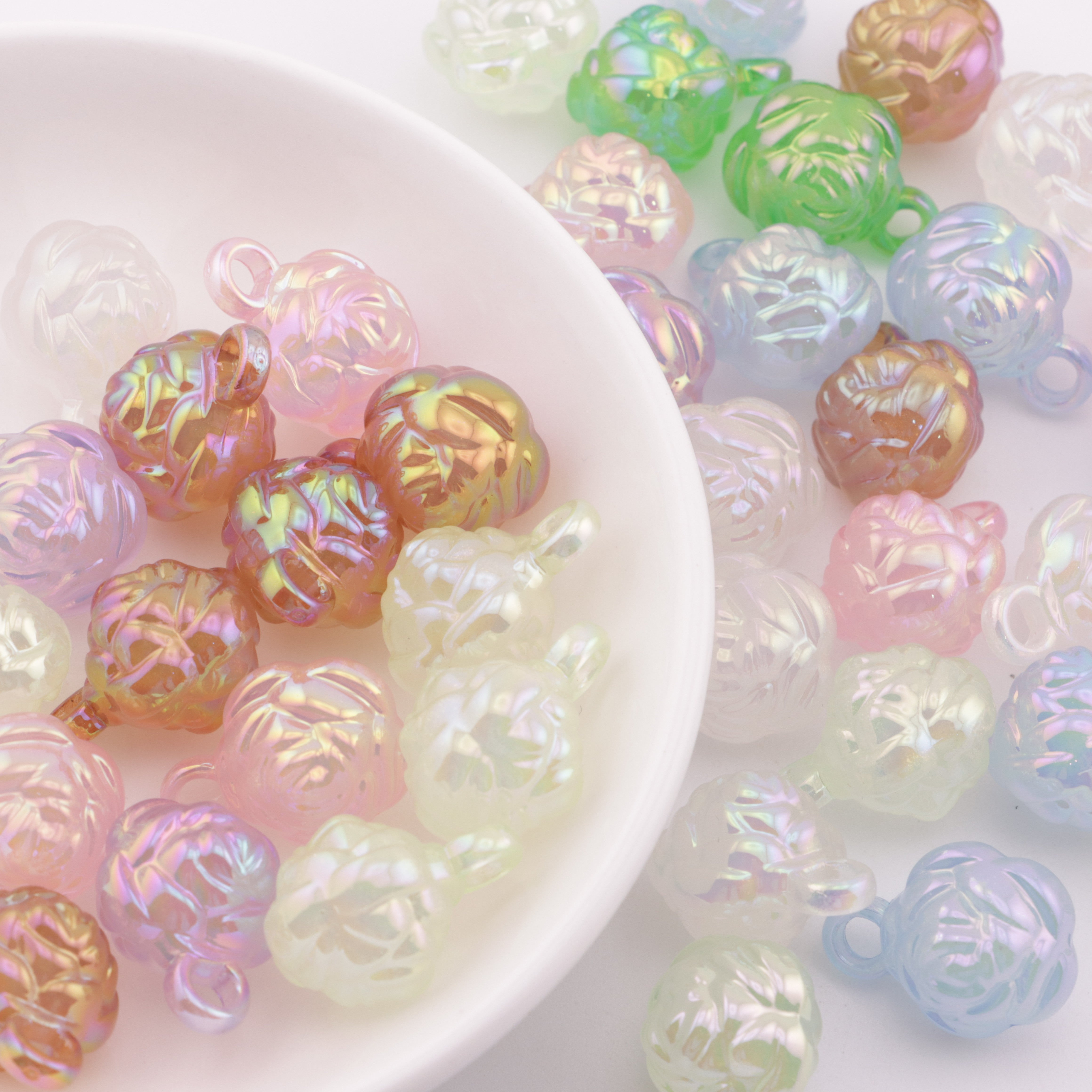 FS3621- UV Rose Beads Charms Double-Sided Rose Car Hanging Beads