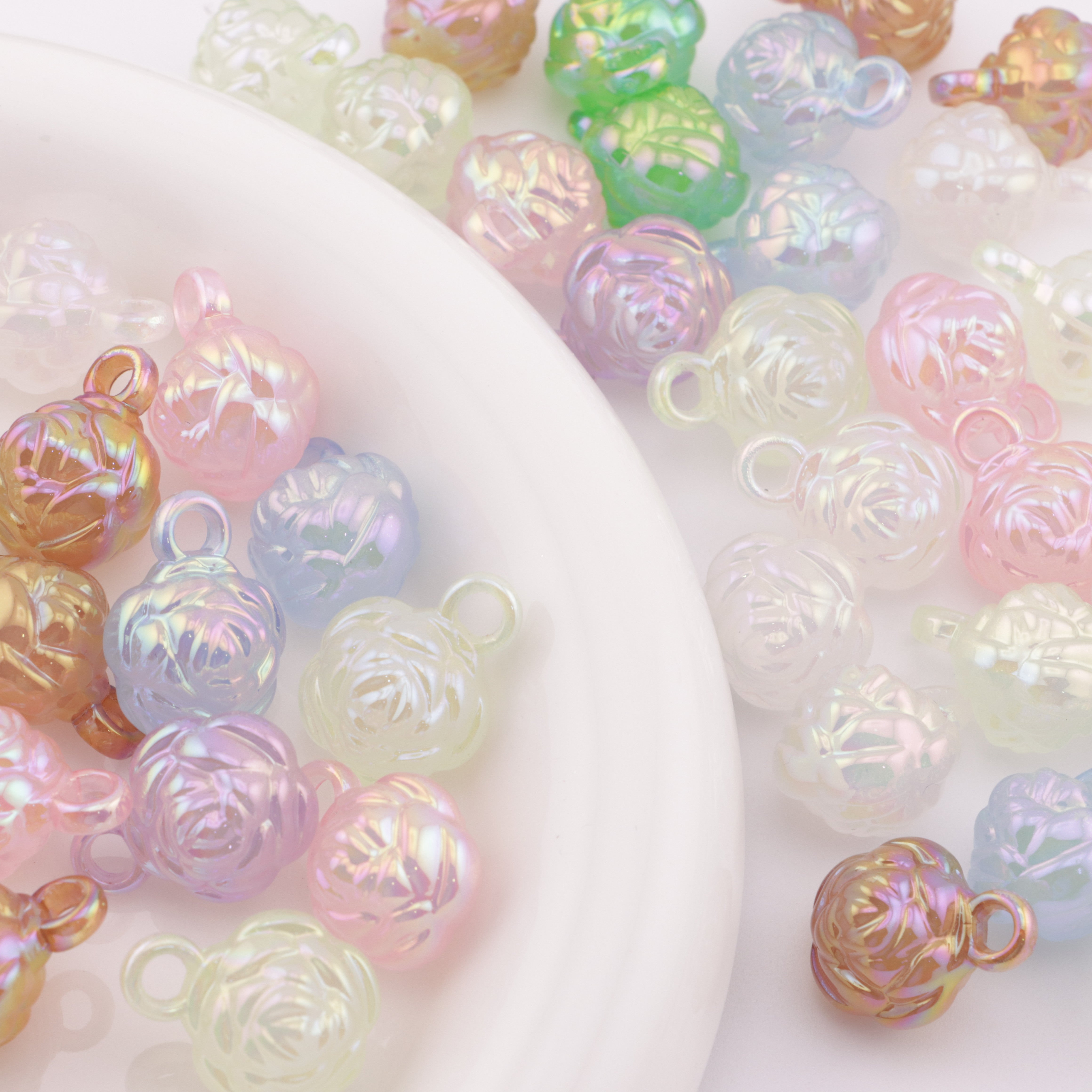 FS3621- UV Rose Beads Charms Double-Sided Rose Car Hanging Beads