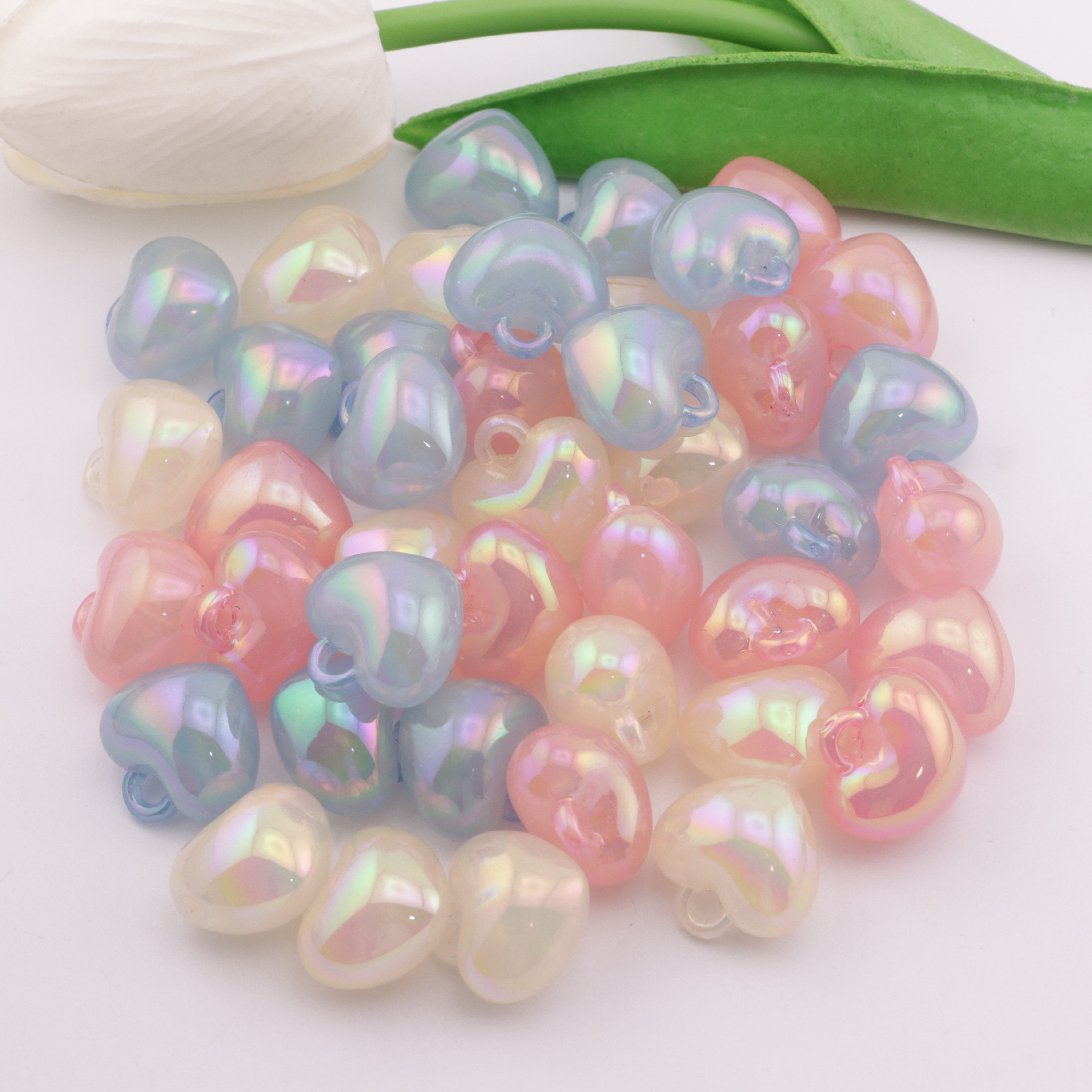 FS3407- Love Heart Charms Beads Fine Glittering Heart Pendant