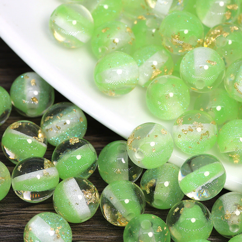 16MM Mixed Color Gold Foil Fine Glitter Resin Beads Fit For Beadable Pens