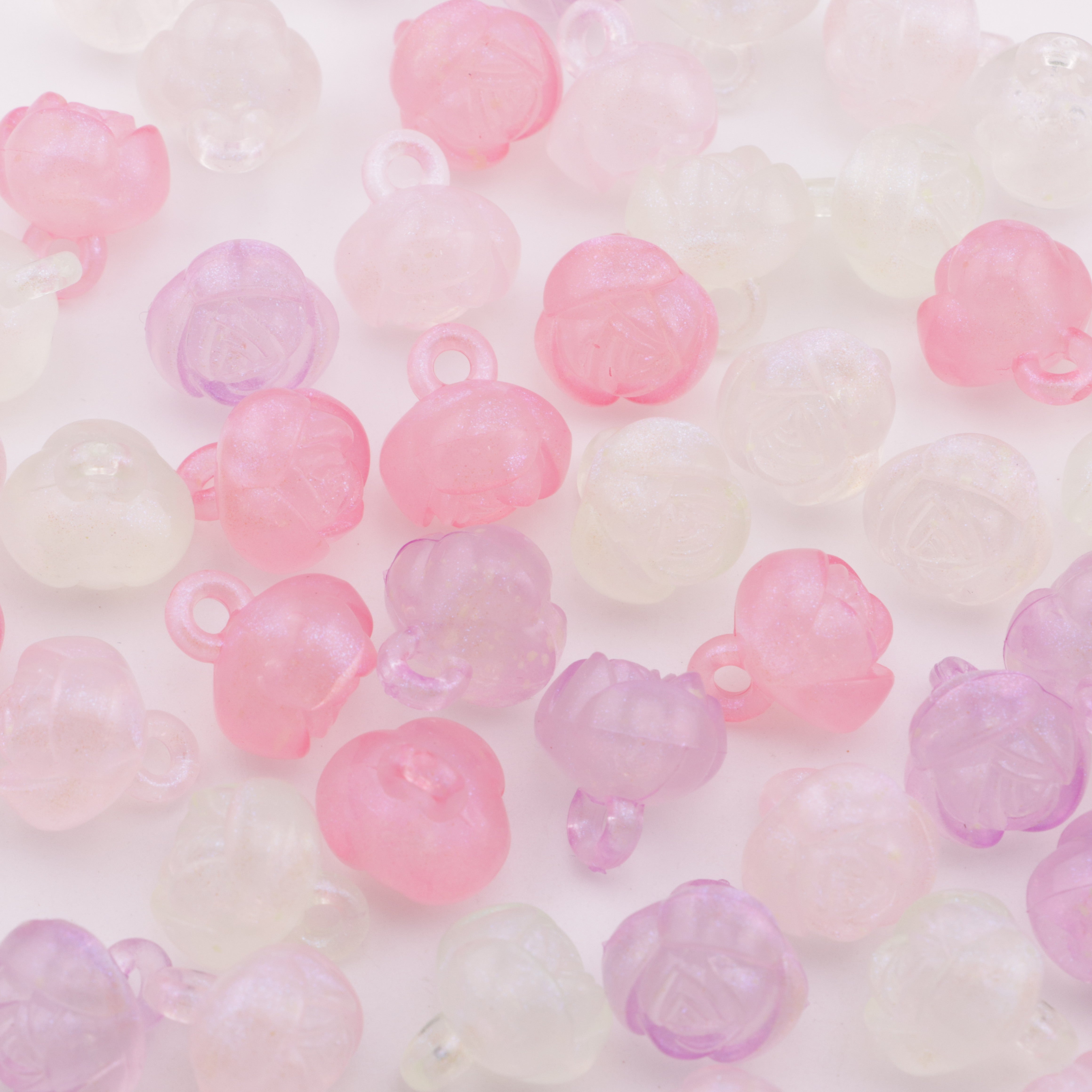 FS4106- 14mm Glowing Rose Beads Charms, Glowing And Sparkling Rose Car Hanging Pendant Beads