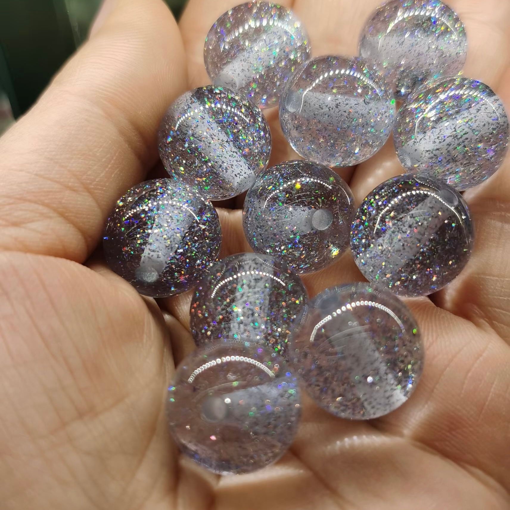 16MM Mixed Color Baby's Breath Fine Glitter Resin Beads Fit For Beadable Pens