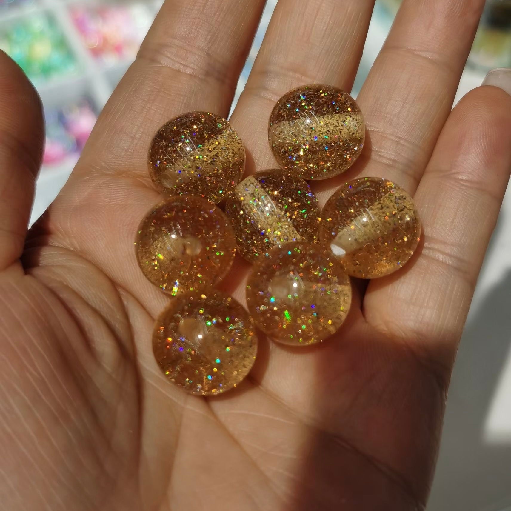 16MM Mixed Color Baby's Breath Fine Glitter Resin Beads Fit For Beadable Pens