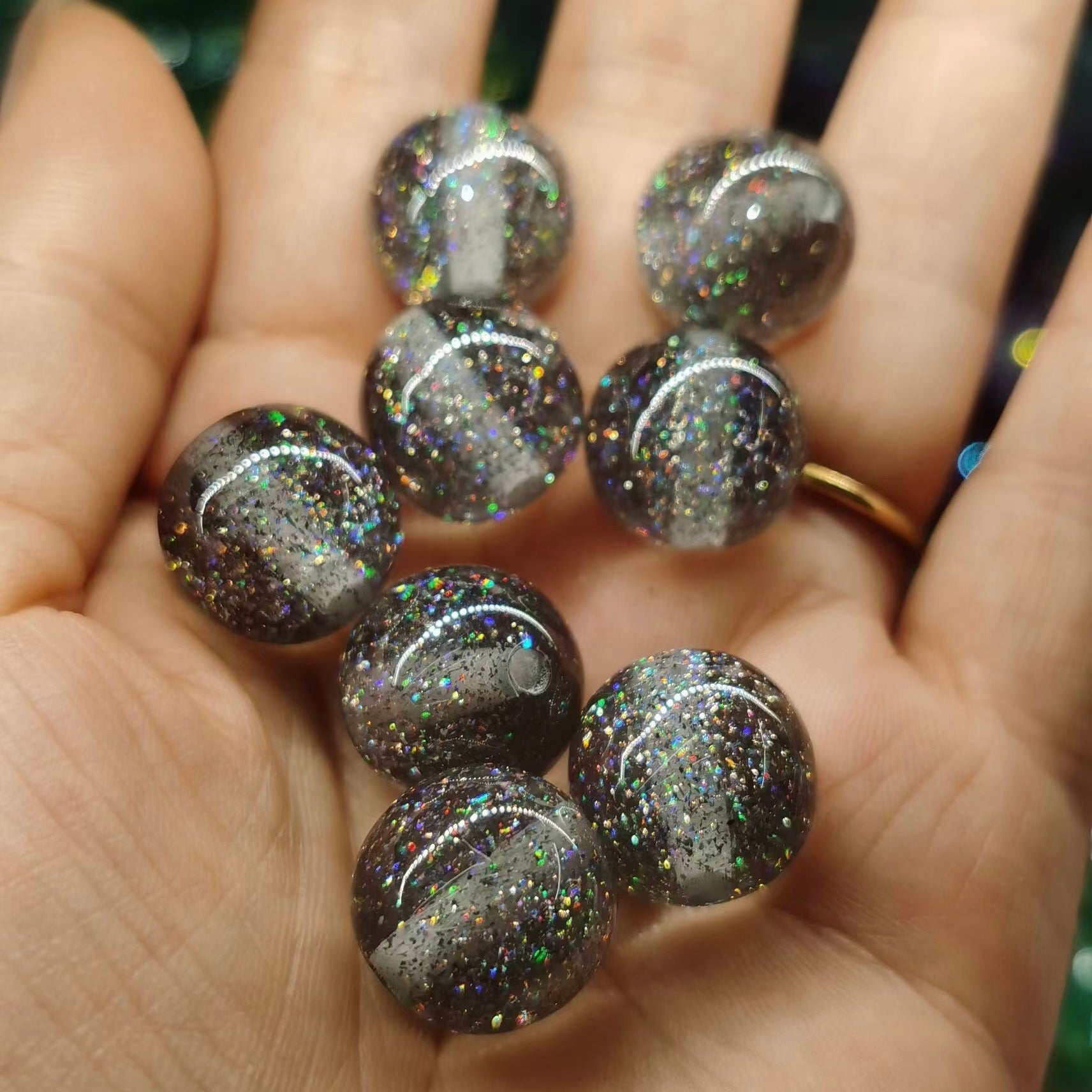 16MM Mixed Color Baby's Breath Fine Glitter Resin Beads Fit For Beadable Pens