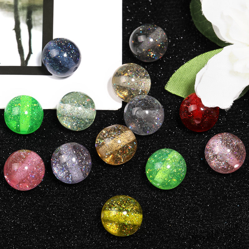 16MM Mixed Color Baby's Breath Fine Glitter Resin Beads Fit For Beadable Pens