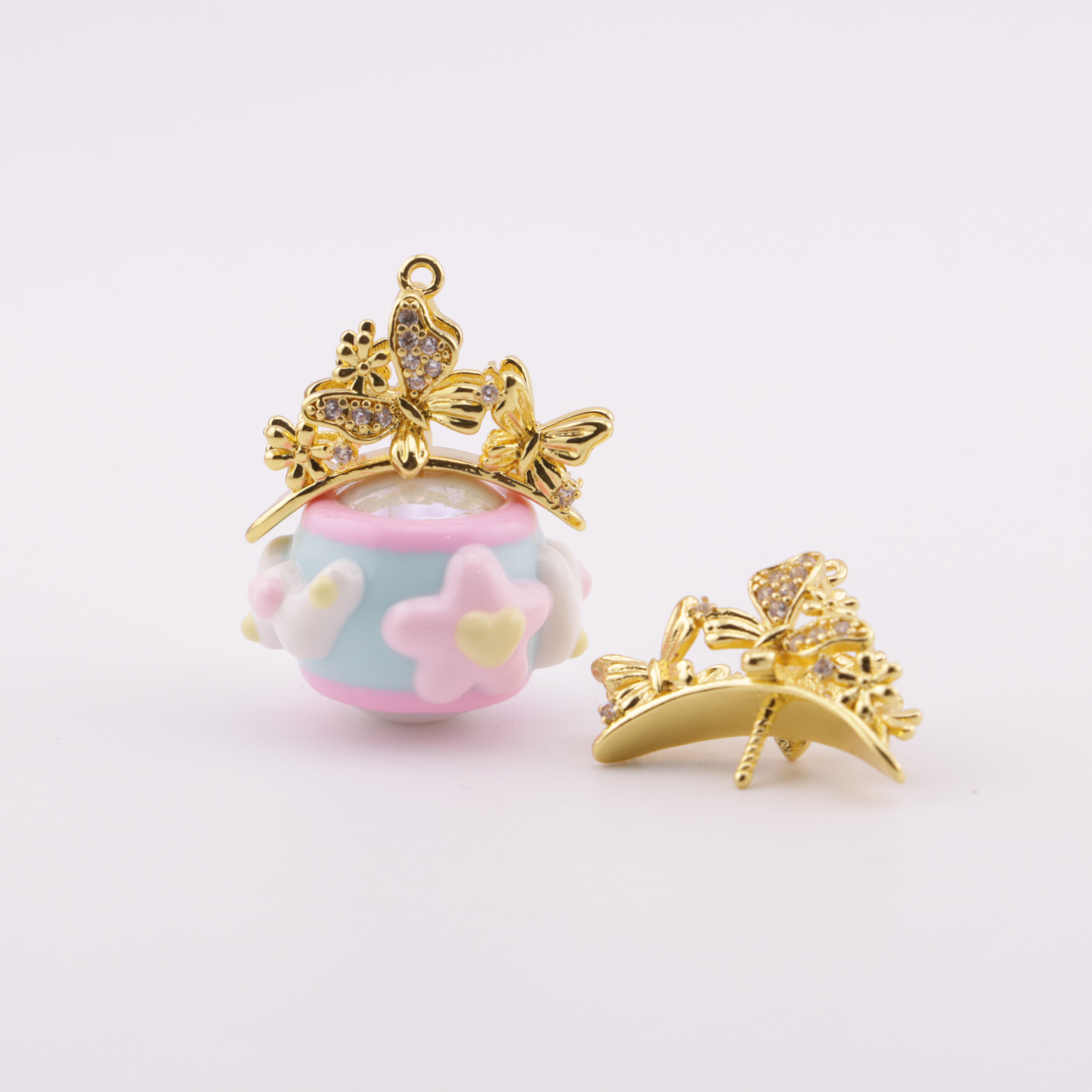 FS5883- Two Butterflies And Flower Pin