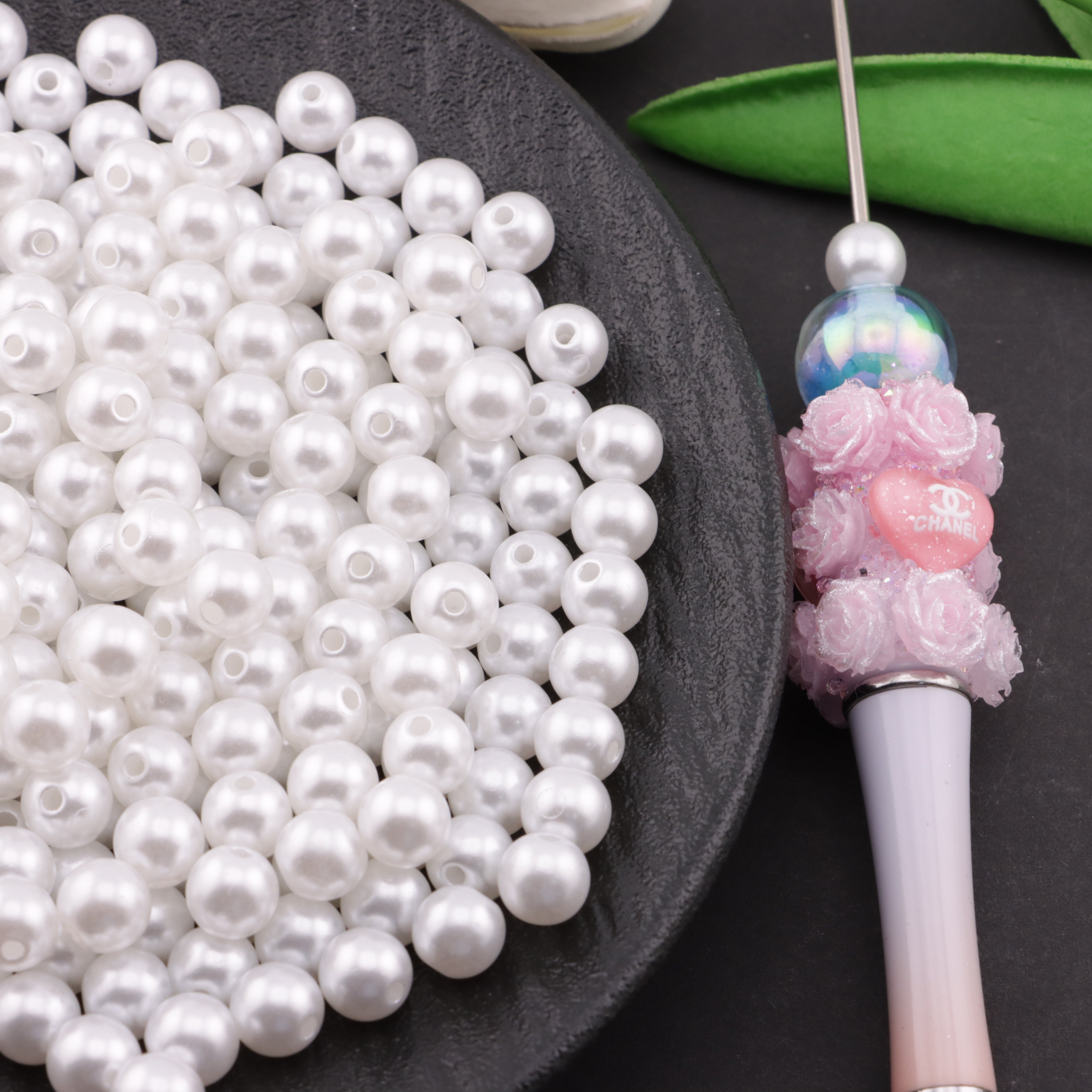 FS5891- 8mm Small Hole Pearl Beads, Small - Hole Pearls, No Fit Pen