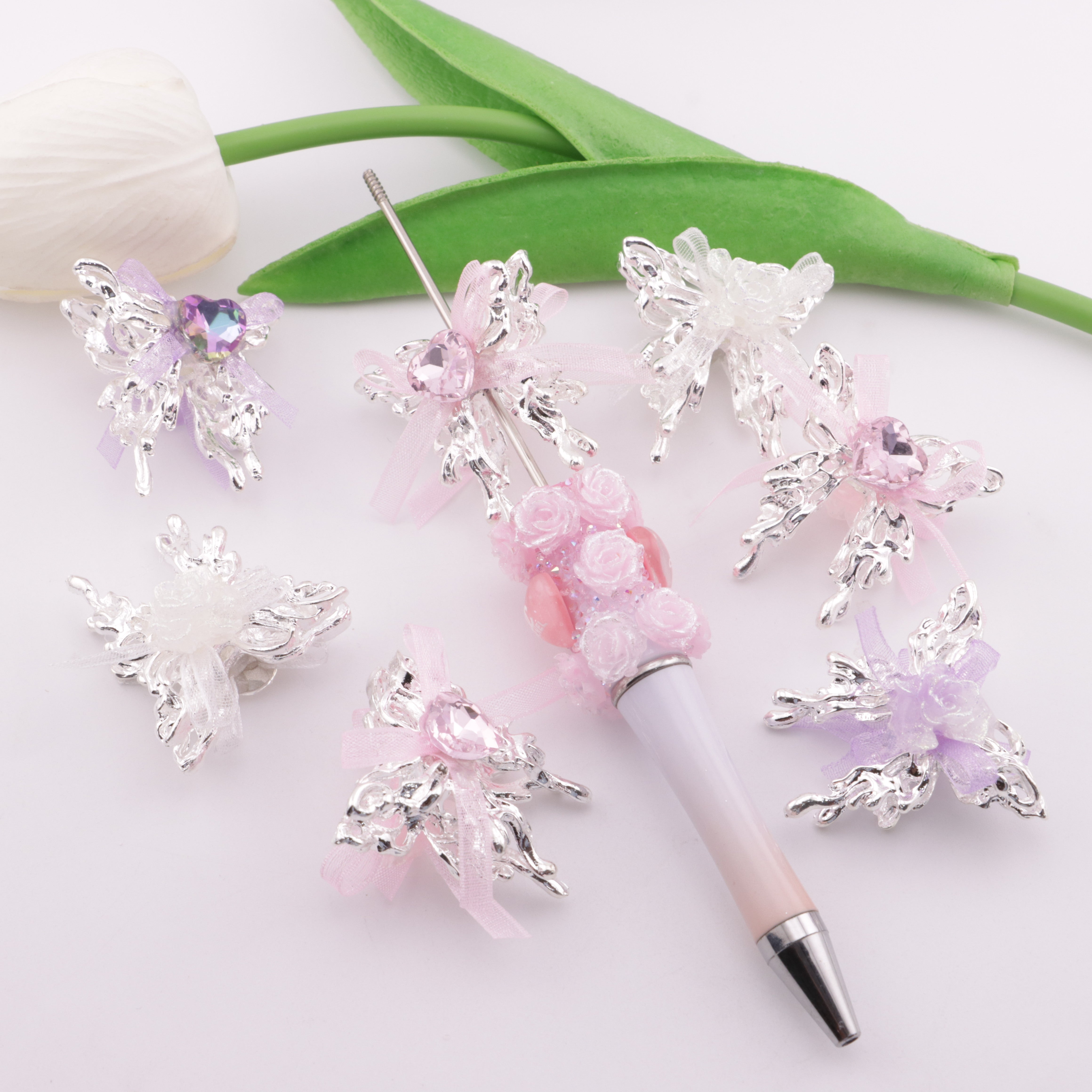 FS5893- Bowknot, Butterfly Metal Beads, Fit For Pen