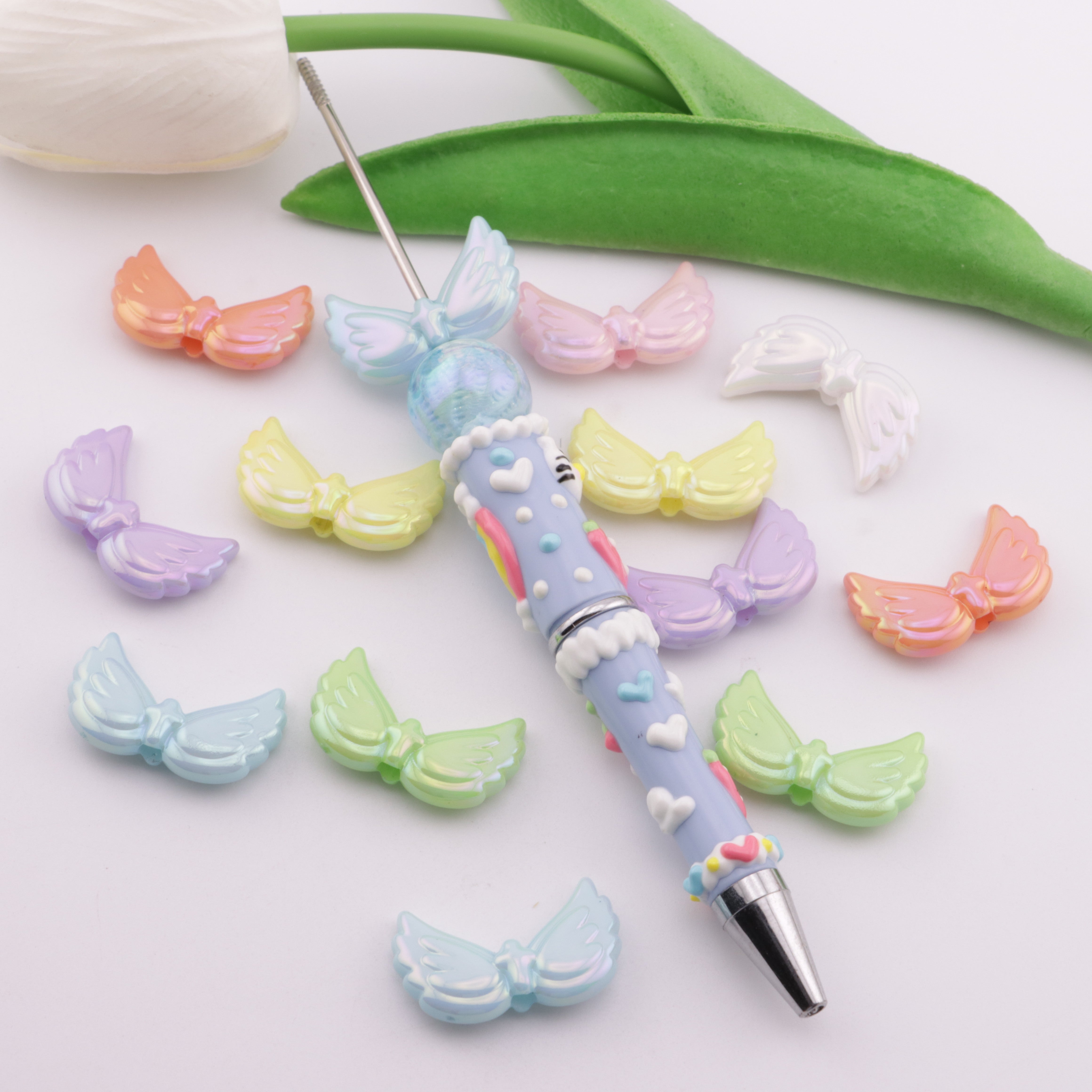 FS5673- 26*16Mm UV Angel Wings Beads, Angel Wings Beads Fit For Pen
