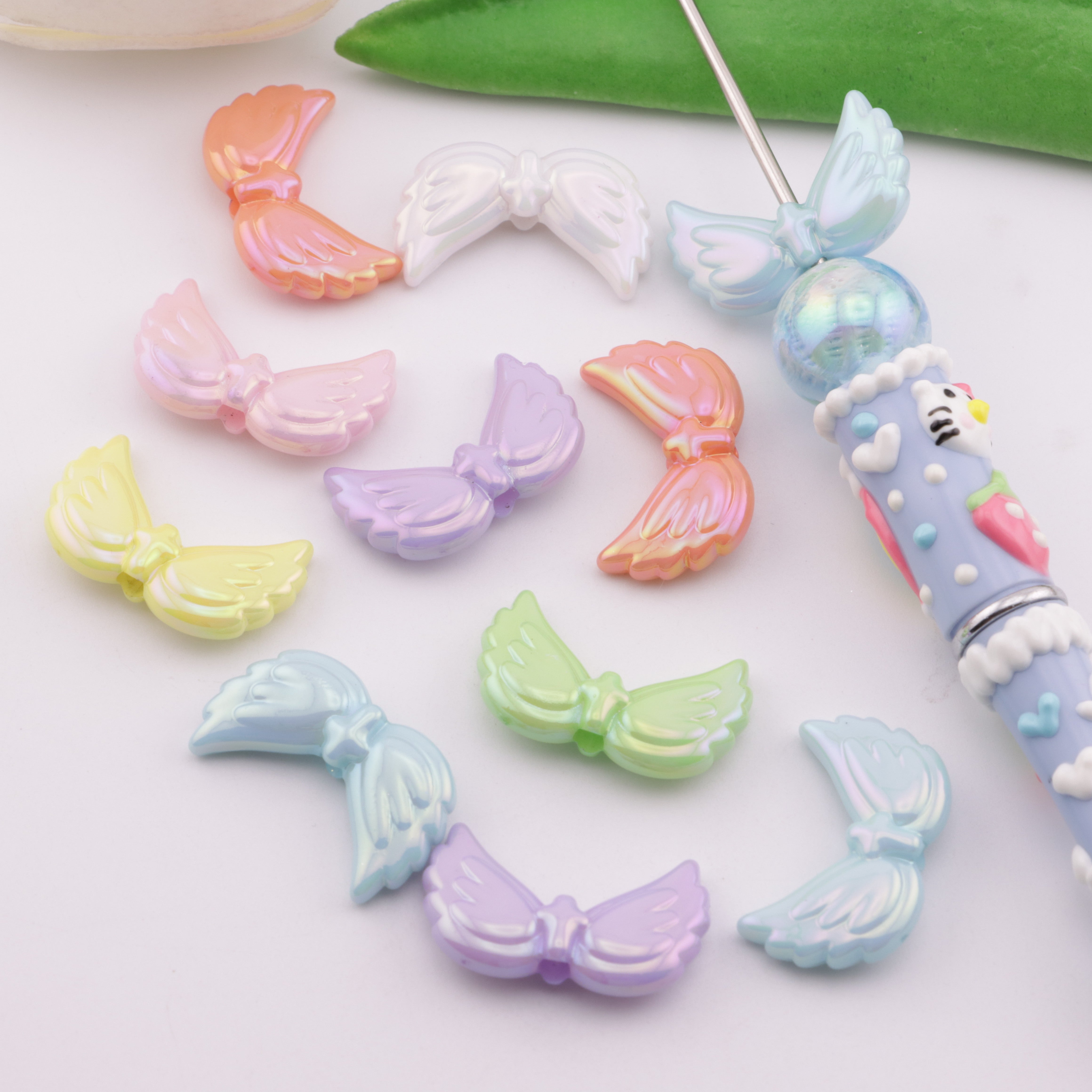 FS5673- 26*16Mm UV Angel Wings Beads, Angel Wings Beads Fit For Pen