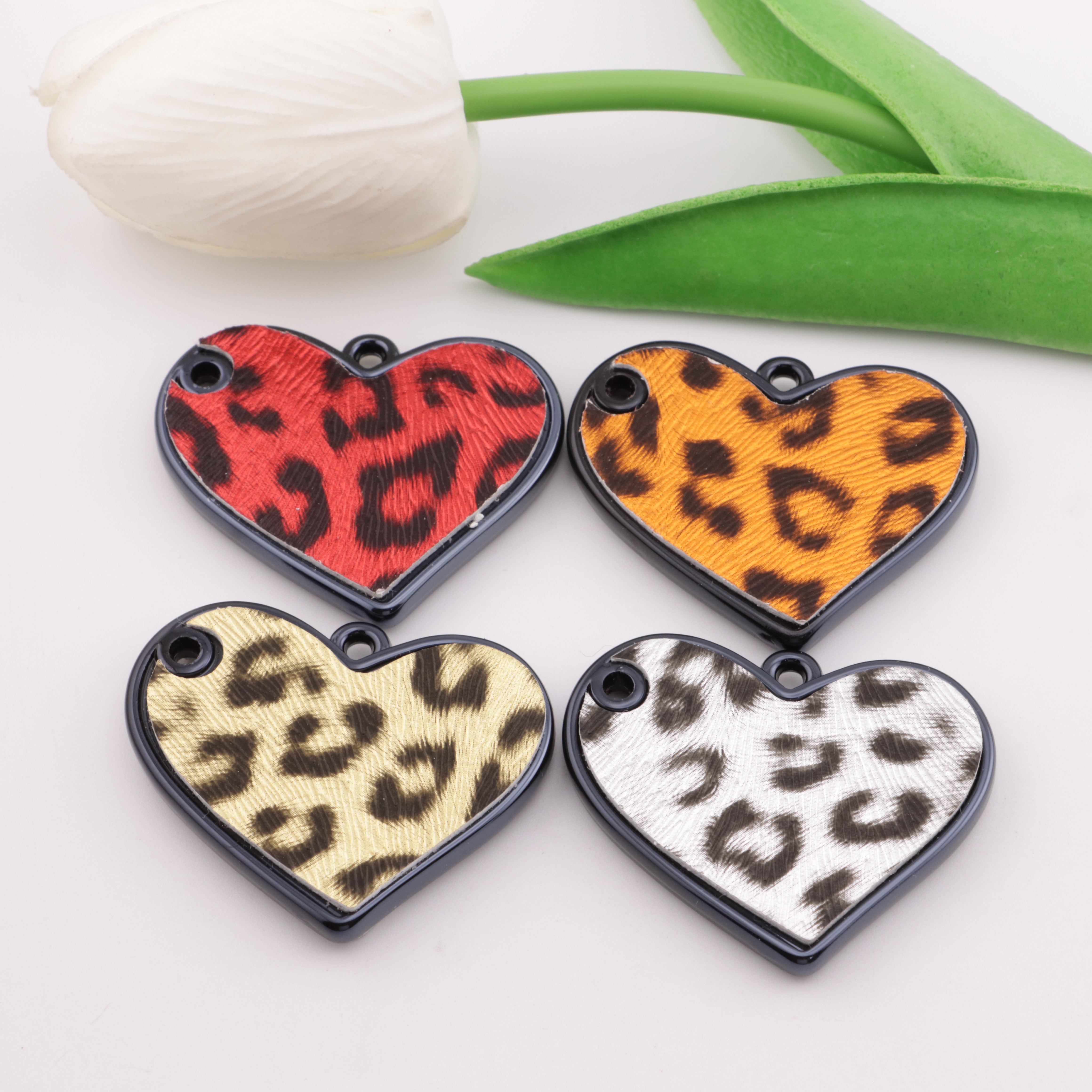 FS3411- Leopard Print Hearts Double Holes