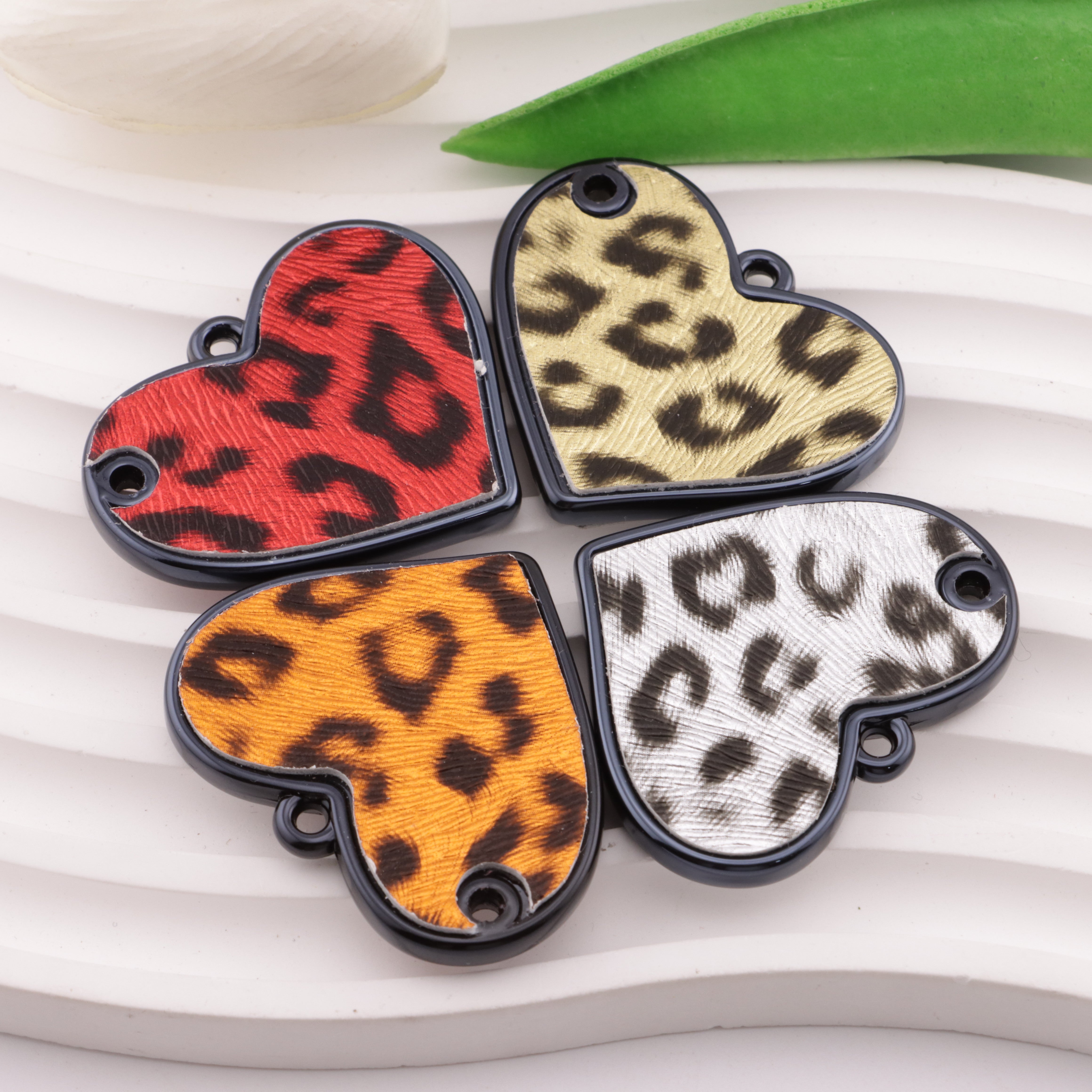 FS3411- Leopard Print Hearts Double Holes