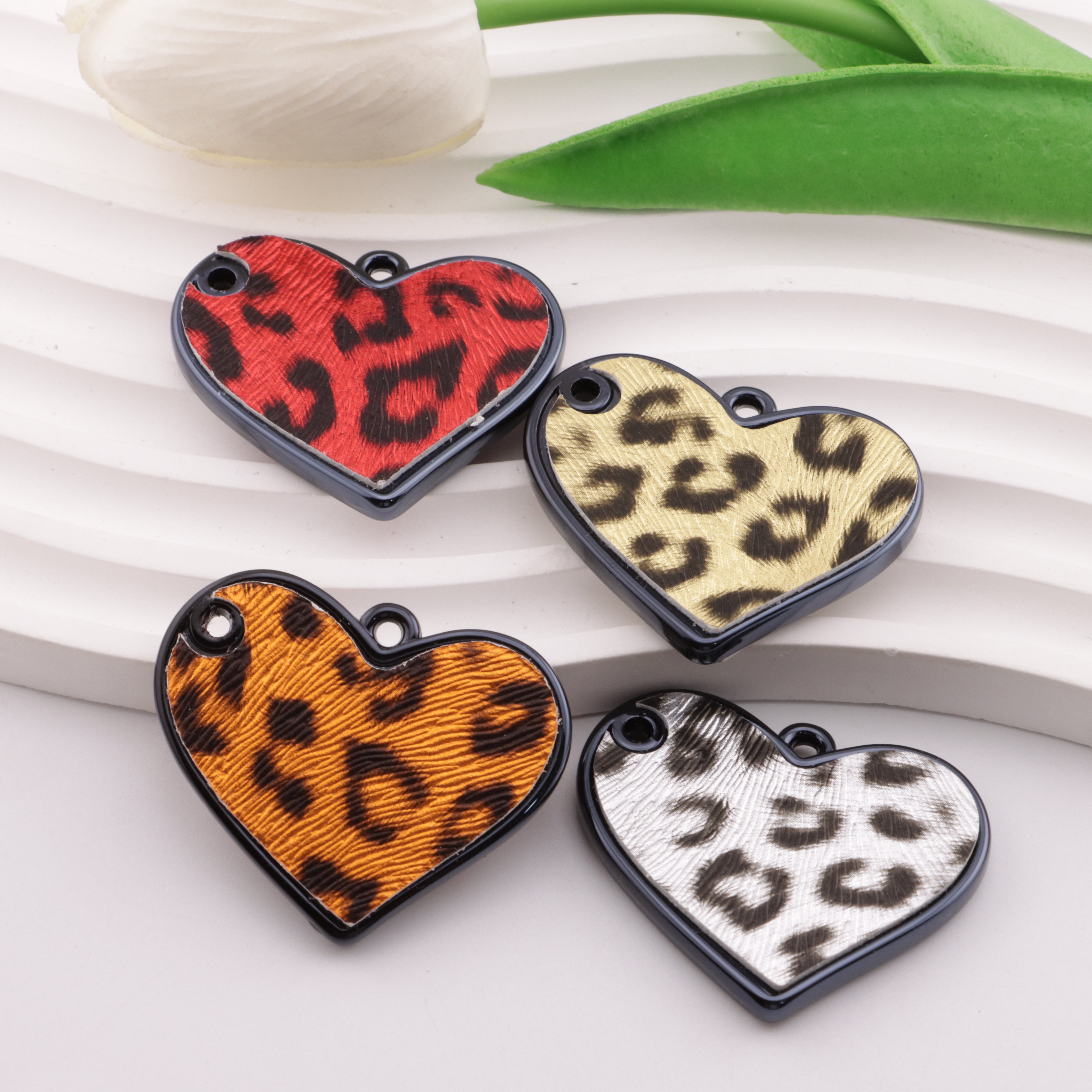 FS3411- Leopard Print Hearts Double Holes