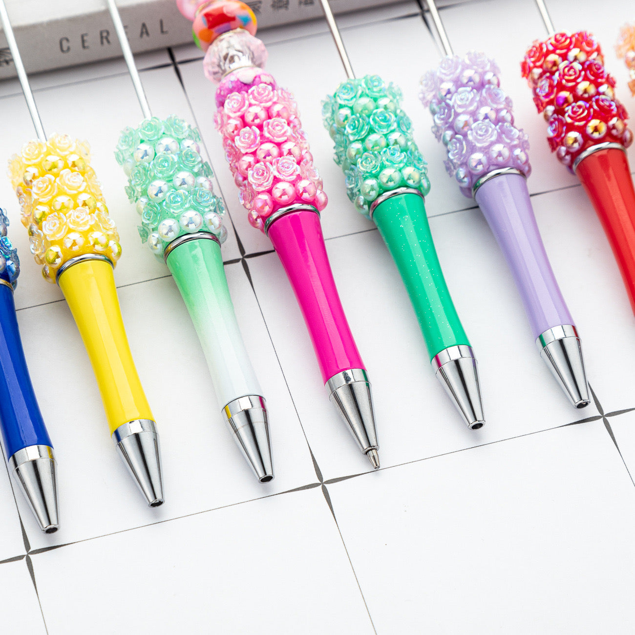 Mixed Color Creative DIY Rose Sparkling Beadable Pens