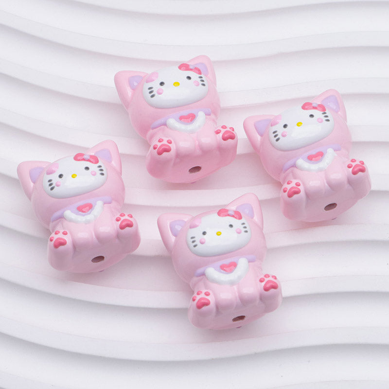 FS5148- Hk Set Down Sit Posture Kitty Hand Painted Beads