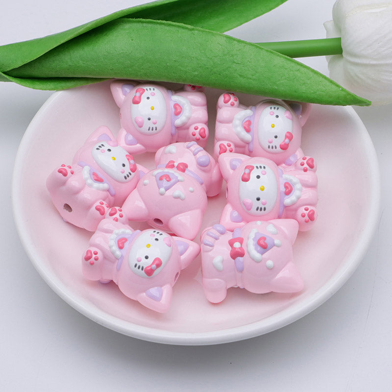 FS5148- Hk Set Down Sit Posture Kitty Hand Painted Beads