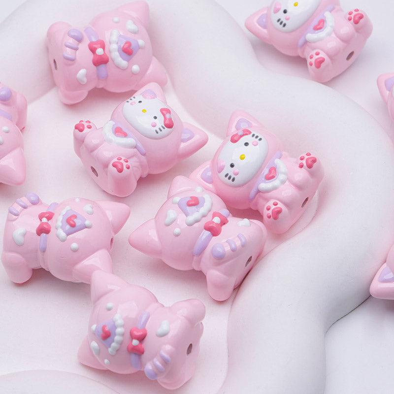 FS5148- Hk Set Down Sit Posture Kitty Hand Painted Beads